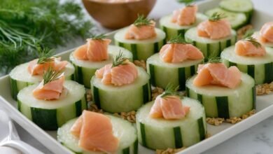 Chatelaine Smoked Salmon Rolls on Cucumber