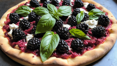 Blackberry Basil and Ricotta Pizza