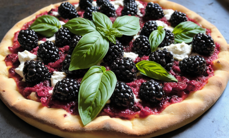 Blackberry Basil and Ricotta Pizza